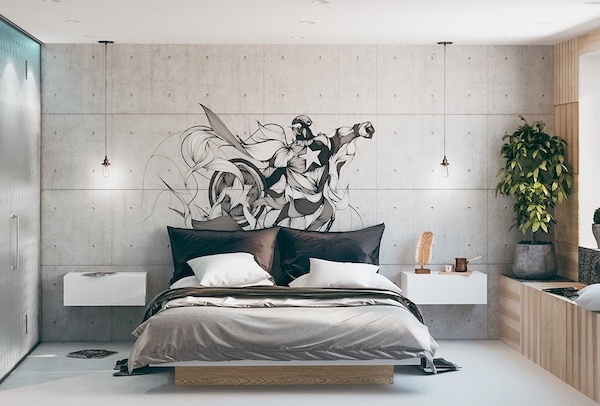 tranh ve phong ngu vẽ tranh tường phòng ngủ