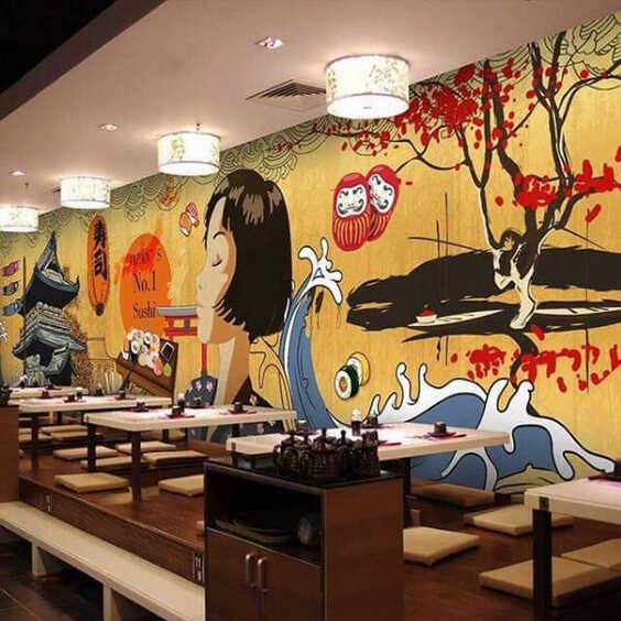ve tranh tuong dep cho nha hang vẽ tranh tường nhà hàng